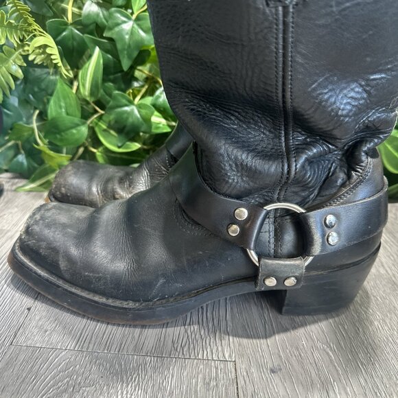 Square Toe Harness Boots Mens Motorcycle Brown Leather 70s Cats Paw Size 9.5 main image 11